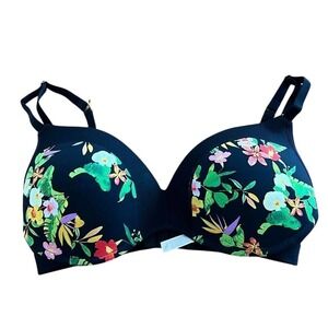 Lively Wireless Bra Floral Print Lightly Lined Everyday Comfort 34DDD